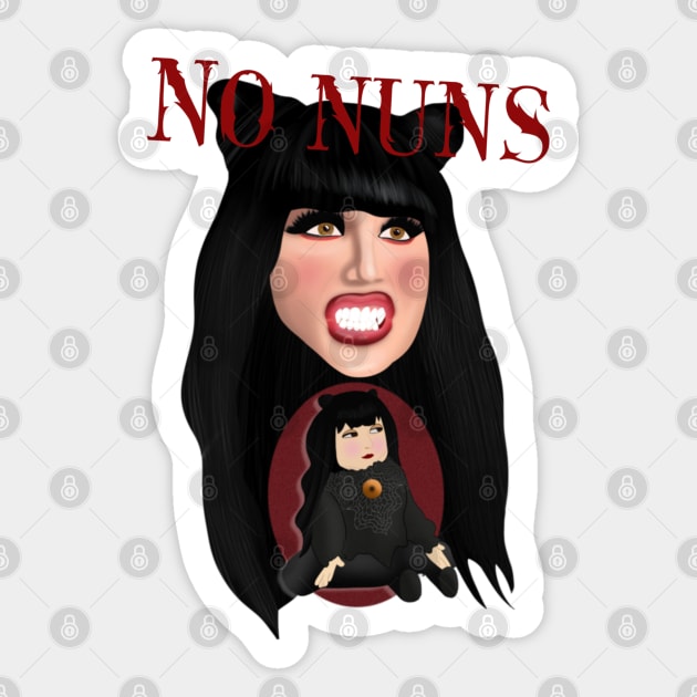 NO NUNS Vampire Sticker by Hellbender Creations